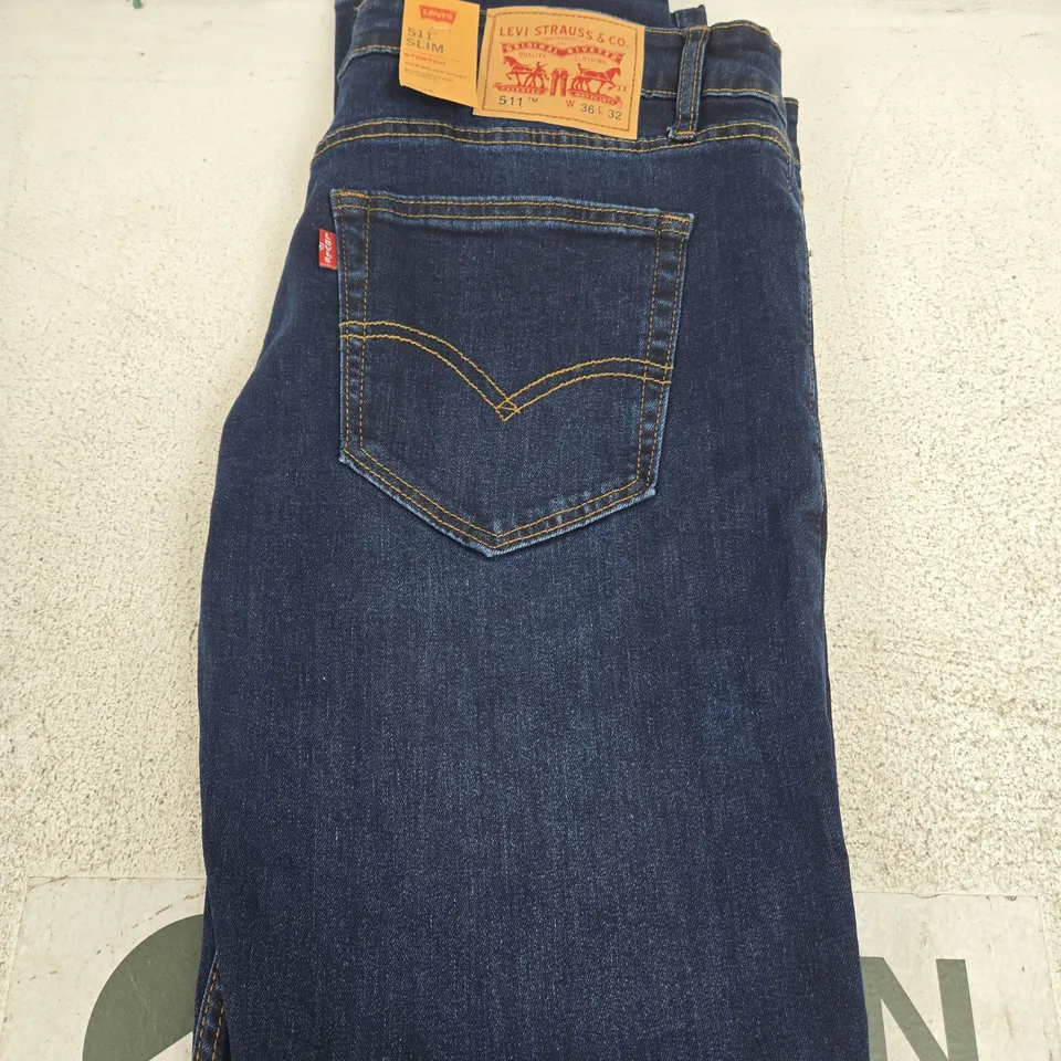 LEVI'S 511 SLIM JEANS – INDIGO DENIM, (W 36 L 32)