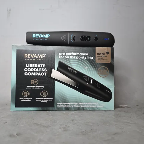 BOX OF APPROXIMATELY 12 ASSORTED REVAMP COMPACT CORDLESS HAIR STRAIGHTENERS 