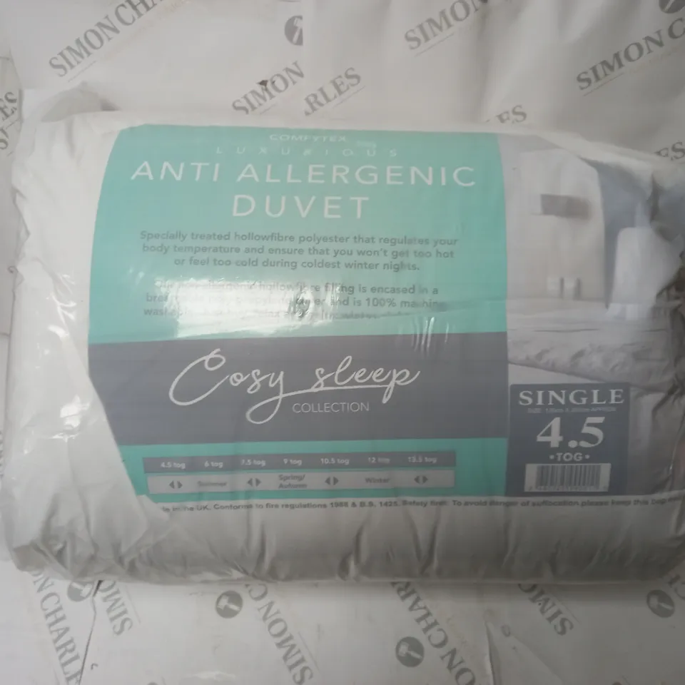 COMFYTEX ANTIALLERGENIC DUVET 4.5TOG - SIZE SINGLE 