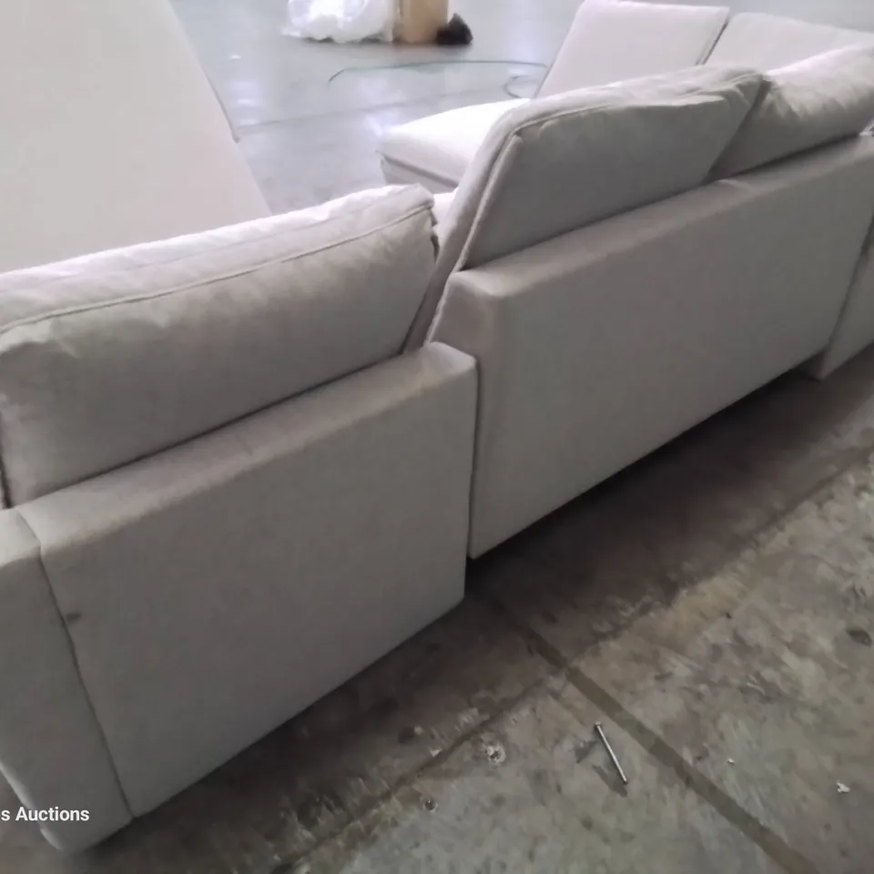 DESIGNER CHARMING CHARLIE U SHAPED CHAISE SOFA WITH PULL OUT BED & OTTOMAN STORAGE NATURAL FABRIC
