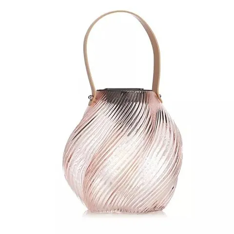 GARDEN REFLECTIONS SORBET COLLECTION PINK FLORAL SWIRL SOLAR GLASS LANTERN