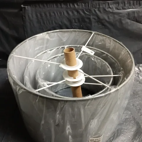 GIGGI SET OF 3 GREY FABRIC LAMP SHADES 