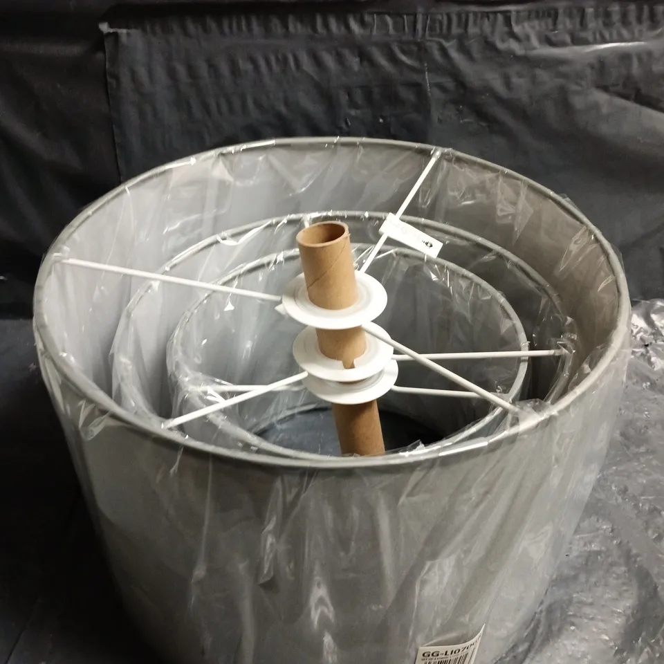 GIGGI SET OF 3 GREY FABRIC LAMP SHADES 