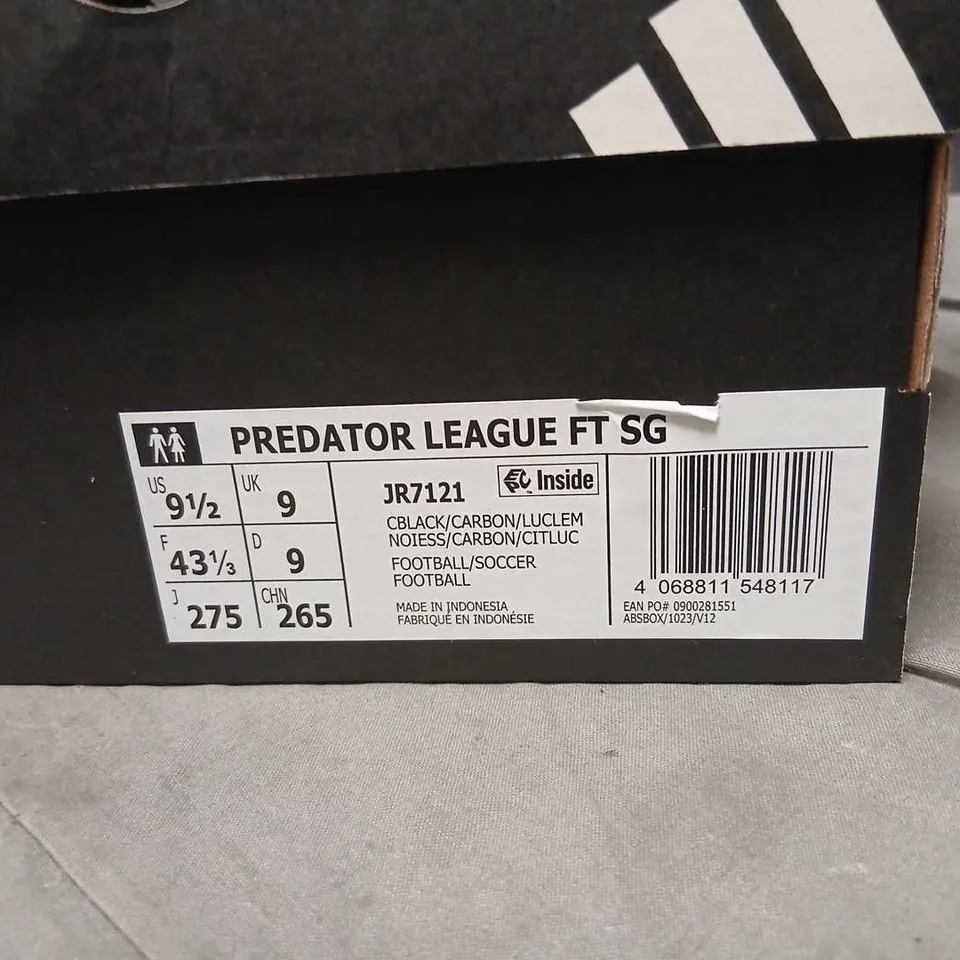 ADIDAS PREDATOR LEAGUE FT SG FOOTBALL BOOTS – UK9, BLACK/NEON