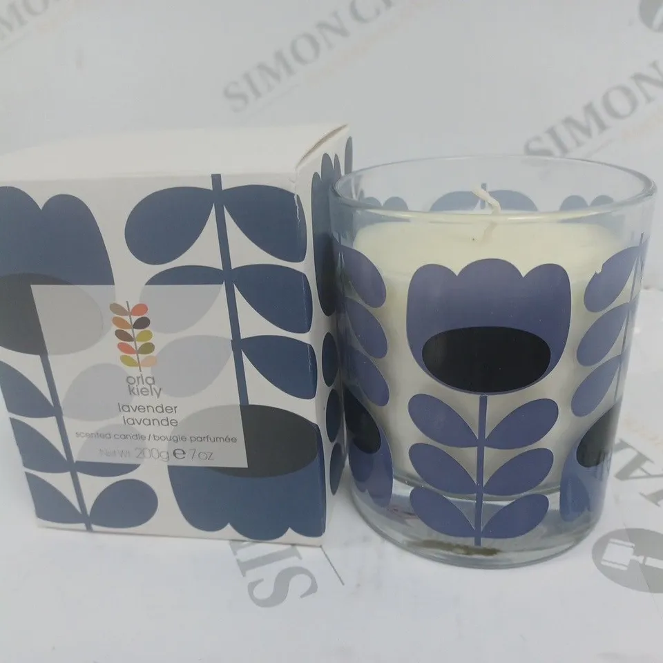 BOXED ORLA KIELY LAVENDER SCENTED CANDLE 200G