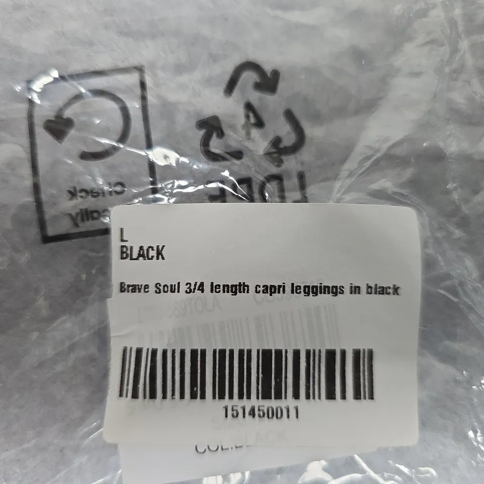 BRAVE SOUL LONDON BLACK CAPRI LEGGINGS, SIZE L (3/4 LENGTH)