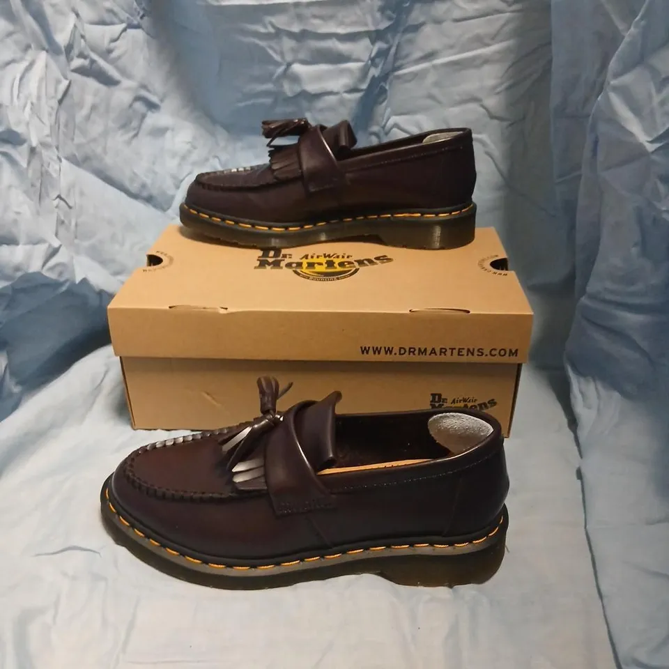 DR. MARTENS ADRIAN YS BURGUNDY SMOOTH LEATHER LOAFERS – UK 8