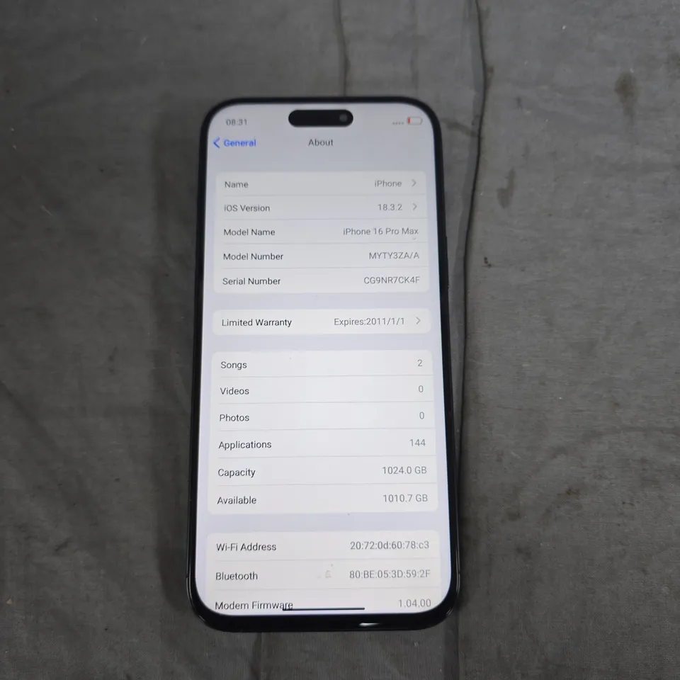 APPLE IPHONE 16 PRO MAX 1TB – BLACK (MODEL MYT3Z3/A) .