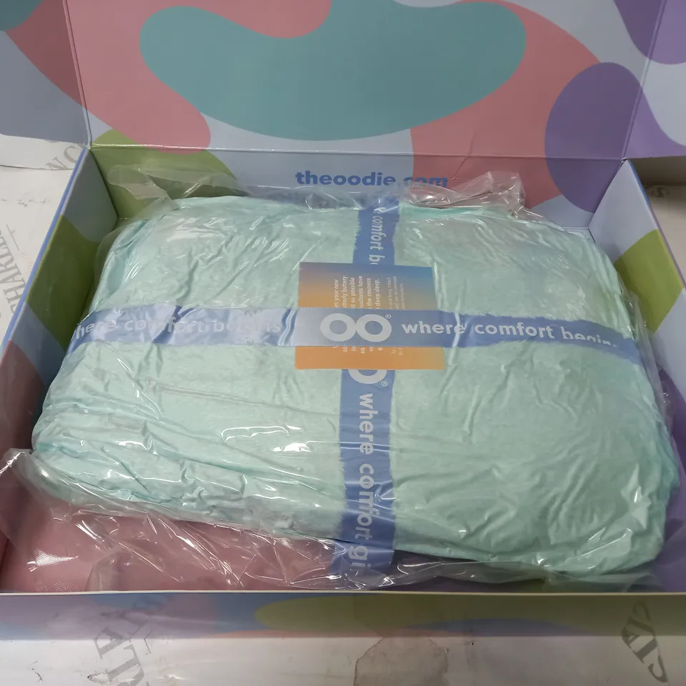 BOXED OO PLUSH ROBE IN CYAN SMALL/MEDIUM