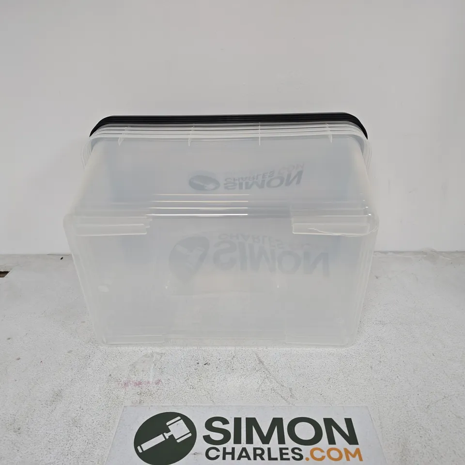 SET OF 4 PREMIER STORAGE MAXI BOX & LID – CLEAR PLASTIC STORAGE BOX WITH BLACK LID