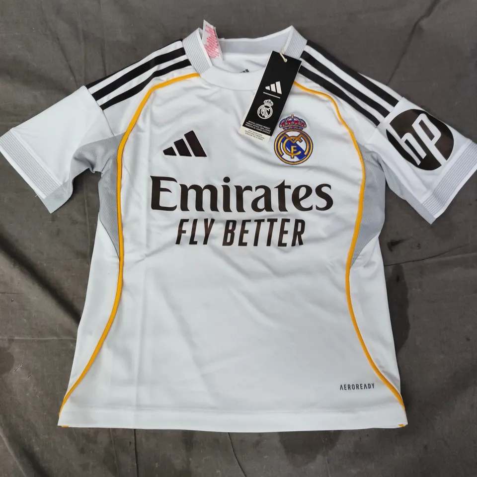 ADIDAS KID'S REAL MADRID 2025/26 HOME SHIRT SIZE 7-8 YEARS