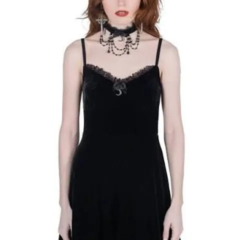 LOT OF 5 BRAND NEW KILLSTAR MOONSTRUCK VELVET SKATER DRESSES IN BLACK - ASSORTED SIZES