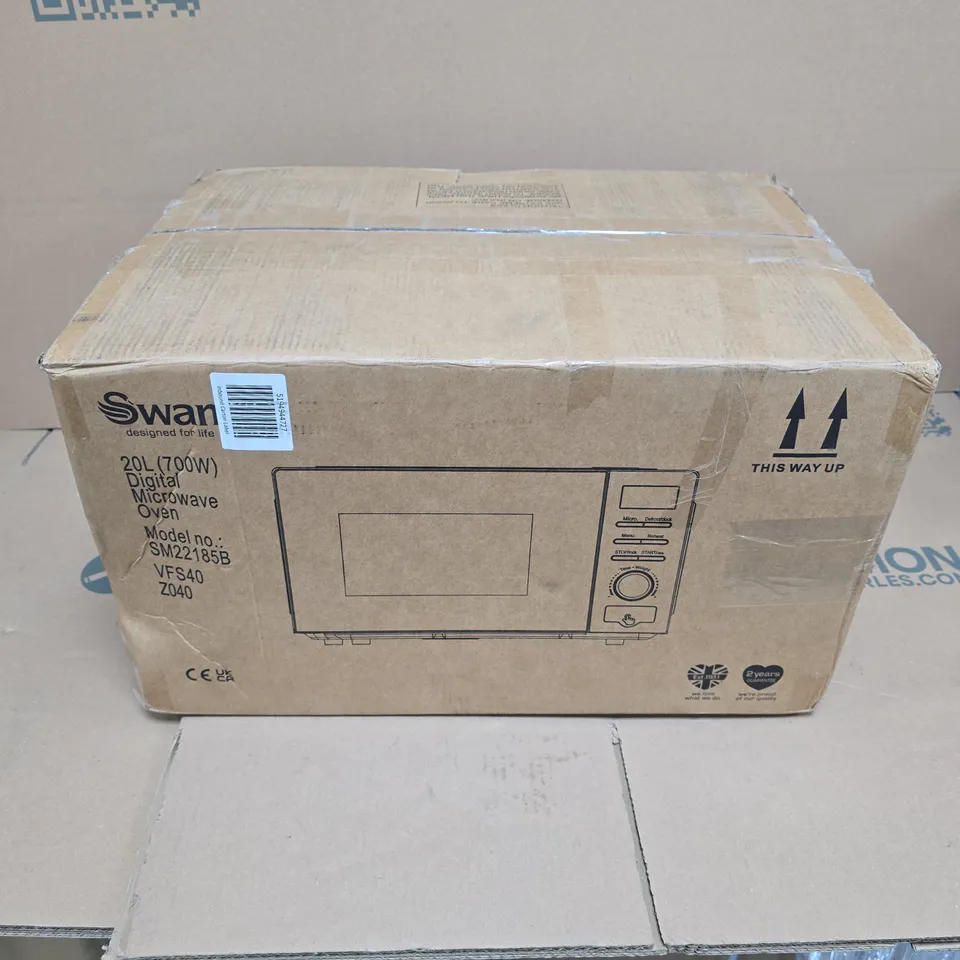 SWAN 20L 700W DIGITAL MICROWAVE IN BLACK - COLLECTION ONLY