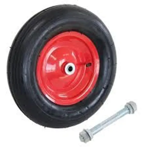 BOXED 16" 4.00-8 STEEL RIM WHEELBARROW REPLACEMENT PNEUMATIC WHEEL INCLUDING AXLE