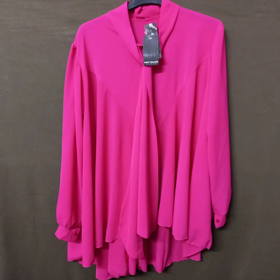 KURT MULLER WOMAN BUTTON UP LOOSE BLOUSE TOP IN HOT PINK - SIZE UNSPECIFIED