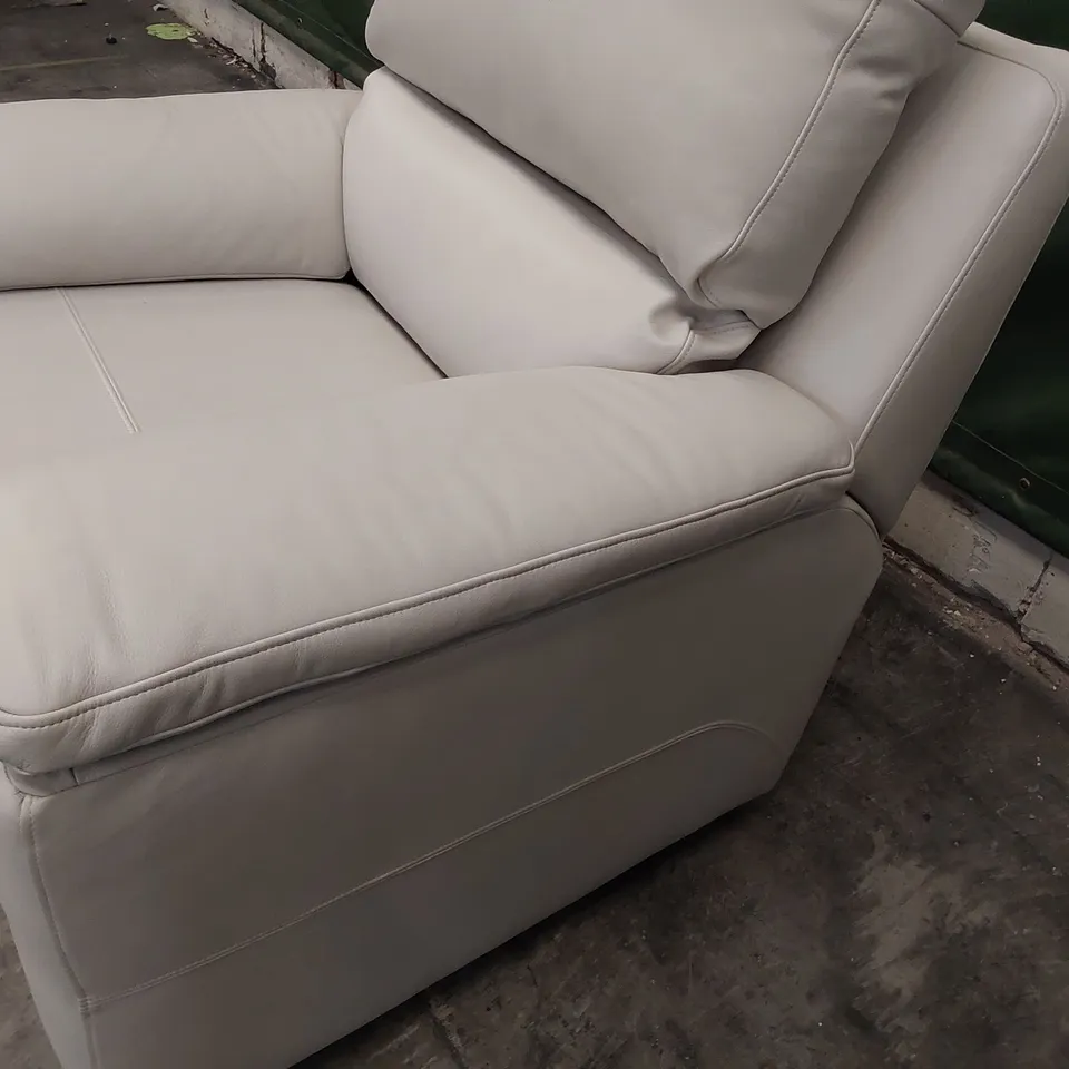 QUALITY BRITISH DESIGNER G PLAN STRATFORD THREE SEATER SOFA CAPRI CHALK LEATHER 