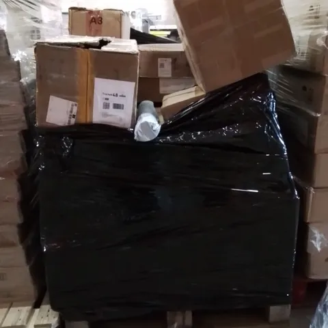 PALLET OF ASSORTED HOUSEHOLD GOODS AND PRODUCTS TO INCLUDE;WALLPAPER,TRASH CAN,RETRACTABLE SAFETY GATE 