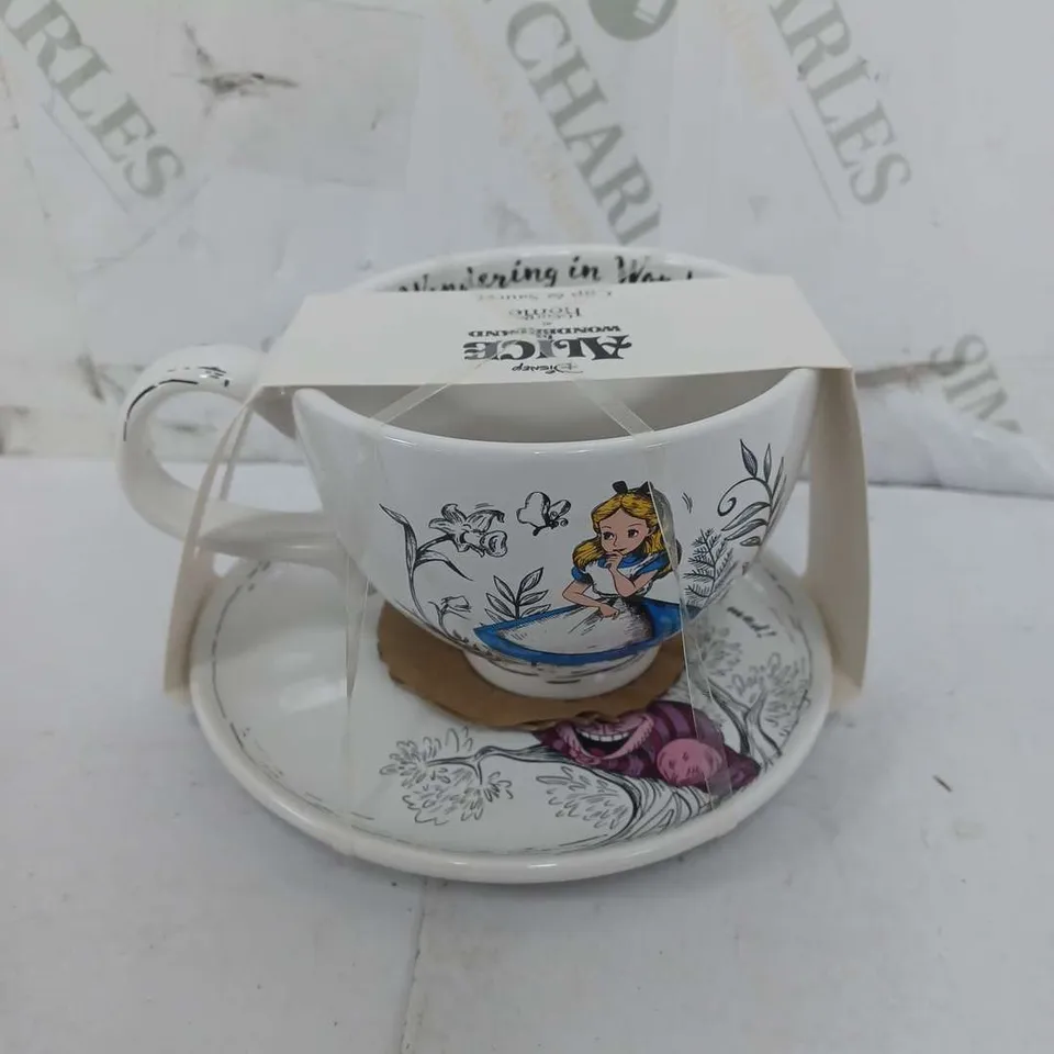 BRAND NEW AND BOXED ALICE IN WONDERLAND CUP AND SAUCER - 18 PER BOX 