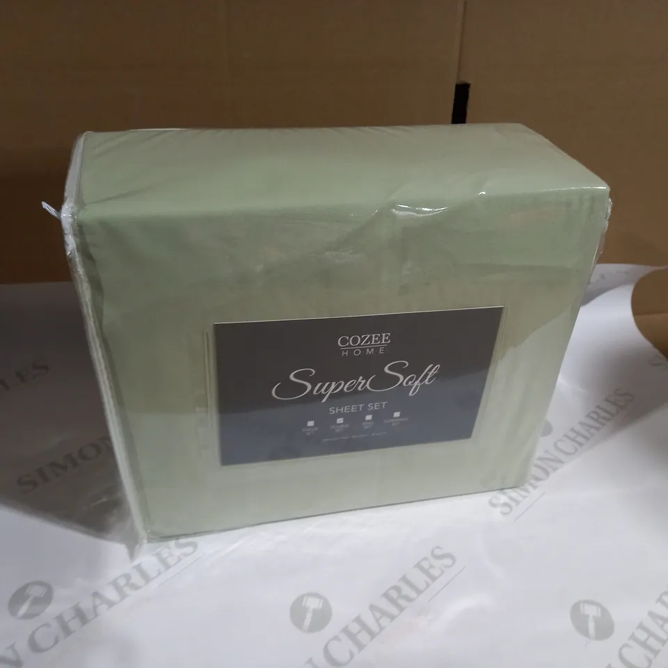 SUPERSOFT BY COZEE HOME SET OF FITTED SHEETS (2) - SAGE GREEN - DOUBLE