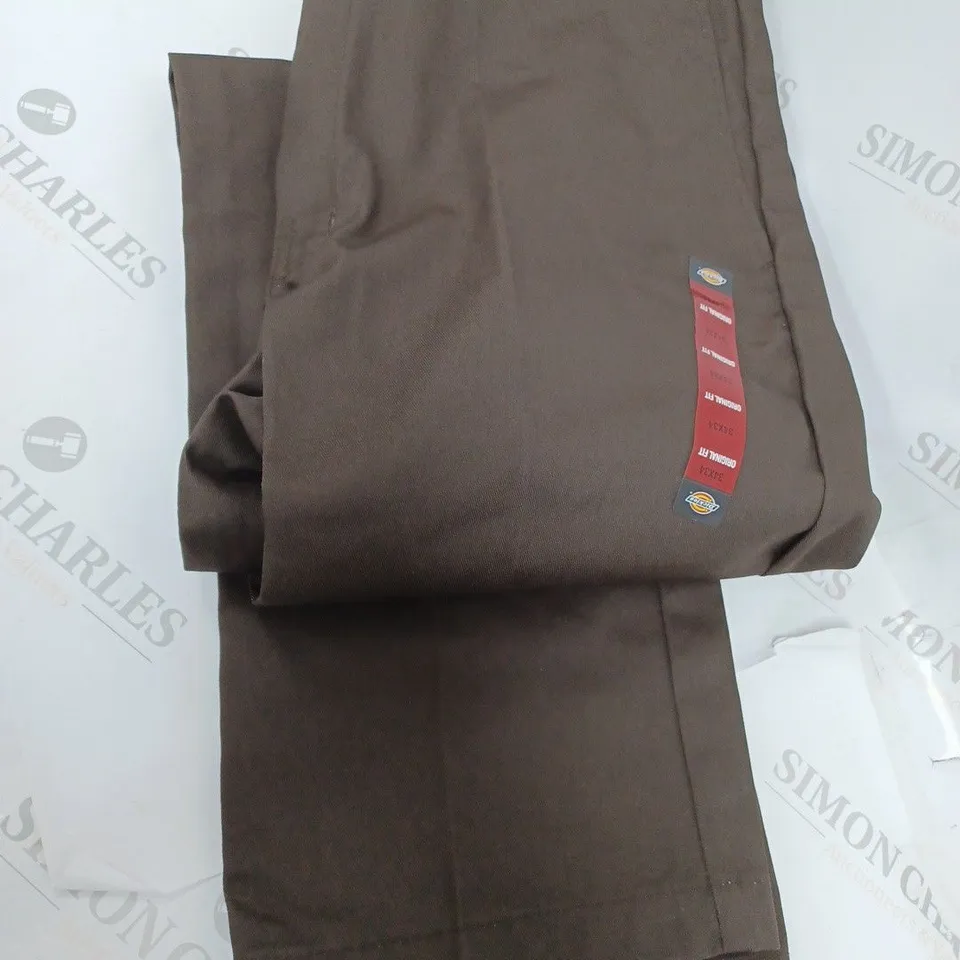 DICKIES 874 STRAIGHT FIT WORK CHINO TROUSERS, DARK BROWN - SIZE W34 L34