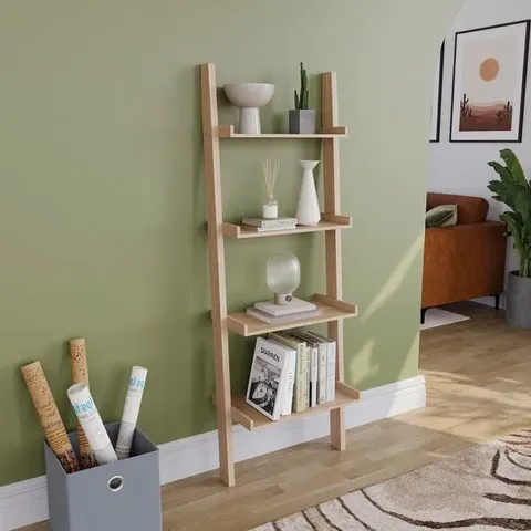 BOXED YORK 4 TIER LADDER BOOKCASE - PINE (1 BOX)