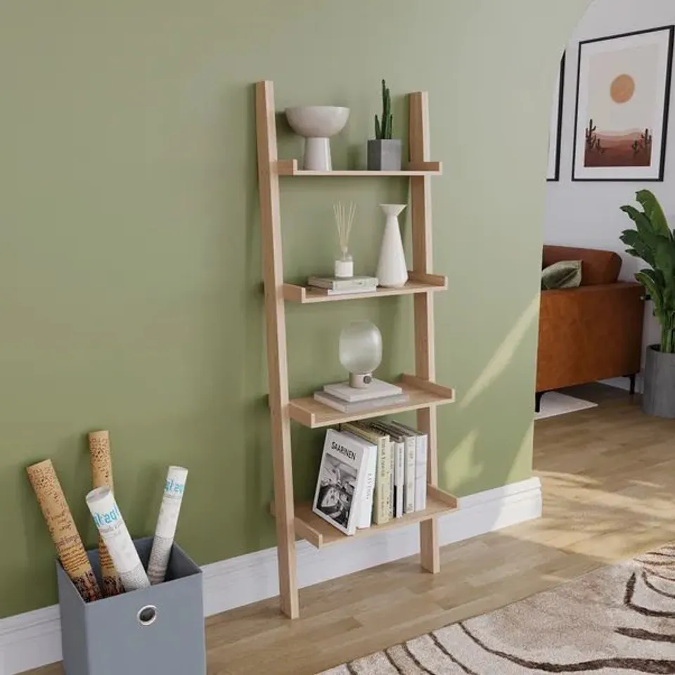 BOXED YORK 4 TIER LADDER BOOKCASE - PINE (1 BOX)