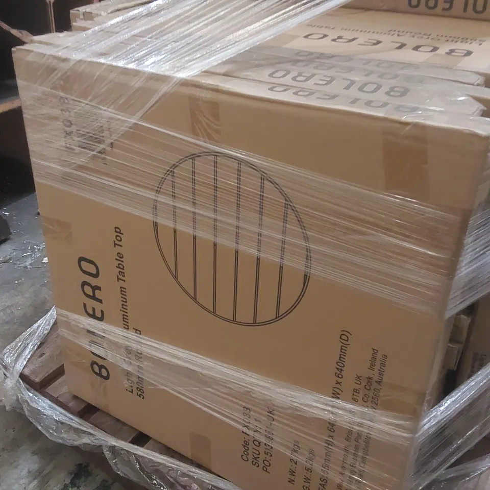 PALLET CONTAINING A VERY LARGE QUANTITY OF BOLERO ALUMINIUM TABLE TOPS 