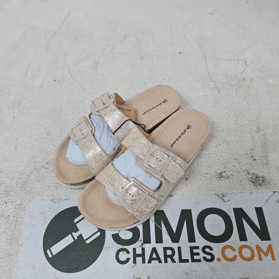 DUNLOP METALLIC BEIGE BUCKLE SANDALS – WOMEN'S UK 5