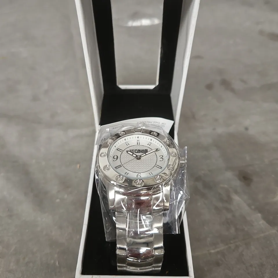 JUST CAVALLI STAINLESS STEEL BRACELET WATCH 