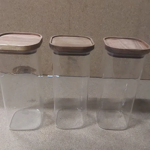 SET OF 3 GLASS STORAGE JARS