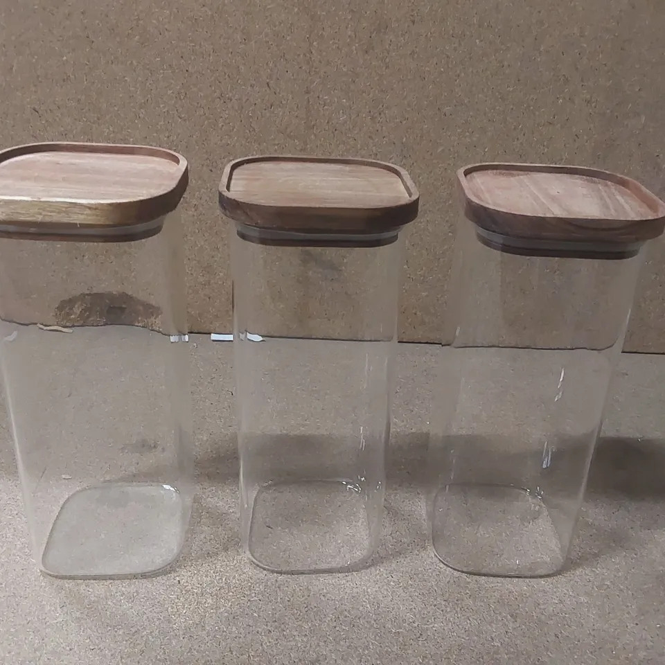 SET OF 3 GLASS STORAGE JARS