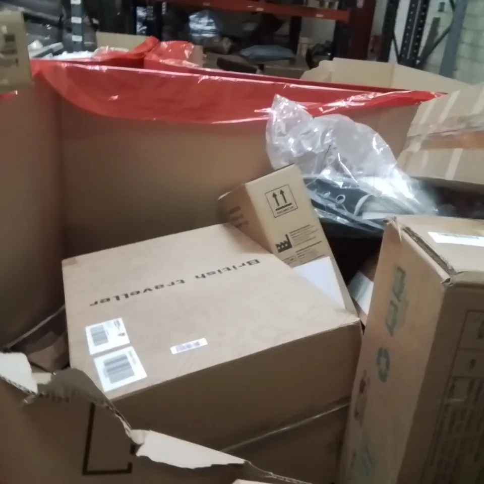 PALLET OF ASSORTED HOUSEHOLD GOODS AND PRODUCTS TO INCLUDE;240HZ FULL HD MONITOR,AREA RUG,SUITCASE 