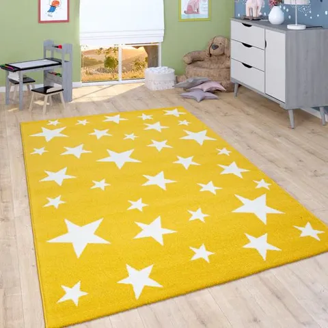 BRAND NEW BAGGED PACO HOME 715 VEGA RUG IN YELLOW - 140 x 200cm