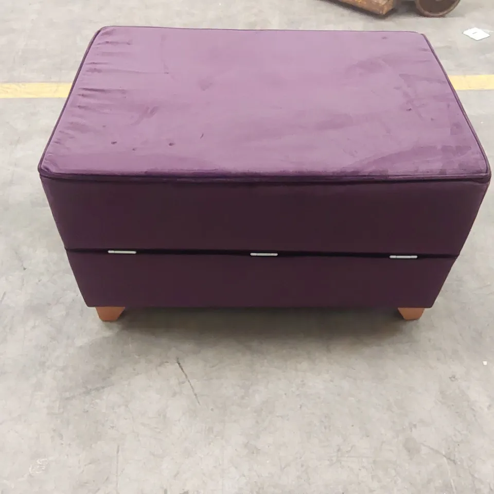 QUALITY DESIGNER PURPLE VELVET STORAGE OTTOMAN