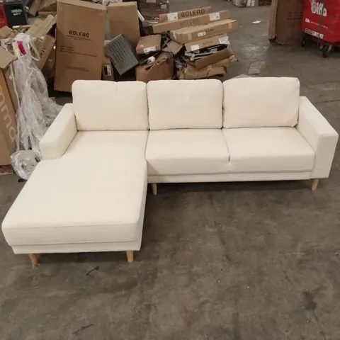 DESIGNER FABRIC UPHOLSTERED L-SHAPED CORNER SOFA - BEIGE