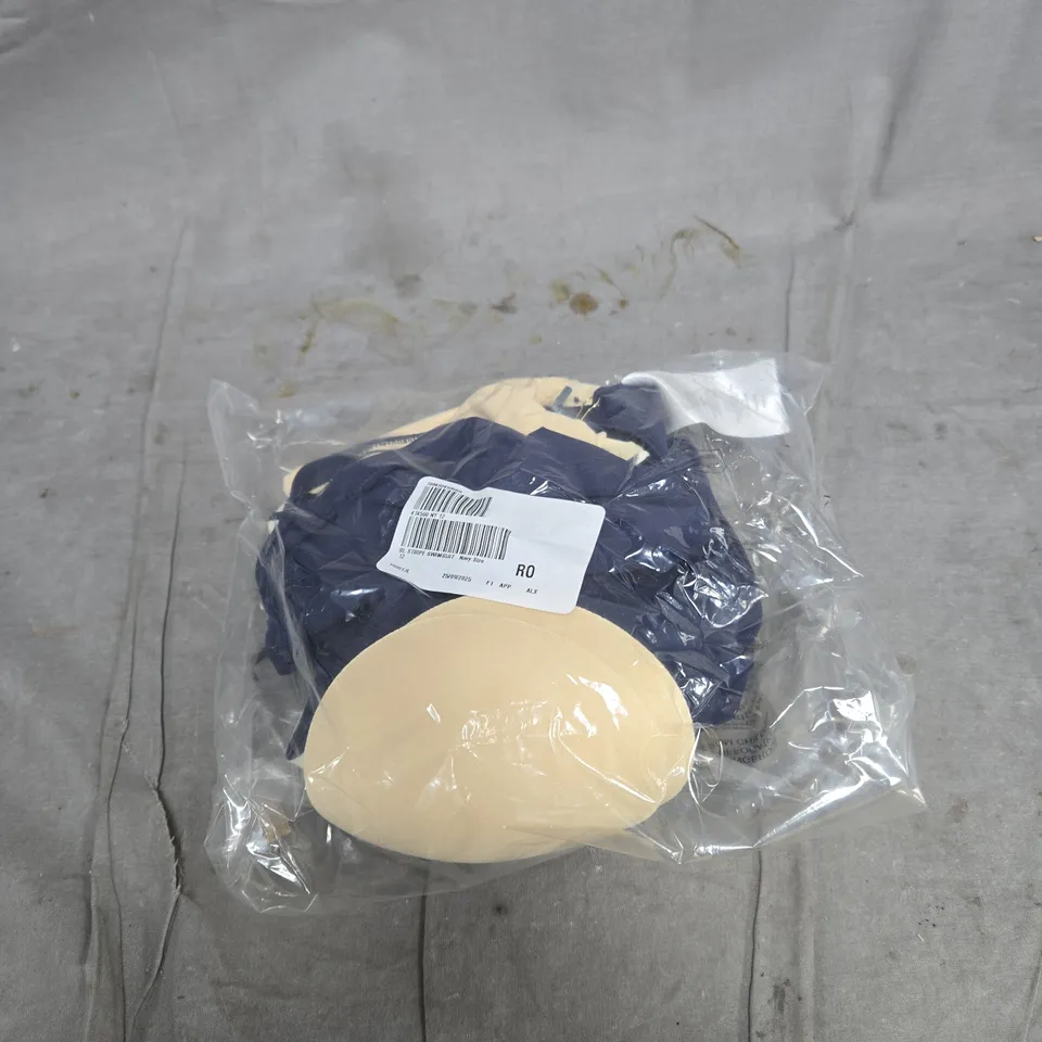 RUTH LANGSFORD STRIPED SWIMSUIT NAVY SIZE 12 BAGGED