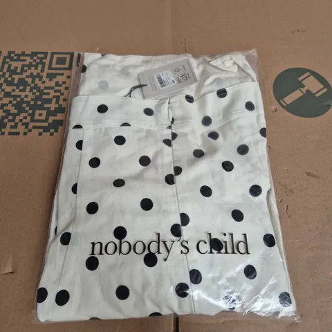 BAGGED NOBODY'S CHILD EMILY MINI DRESS – WHITE WITH BLACK POLKA DOTS, UK 16