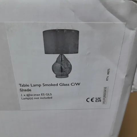 BOXED DAR LIGHTING TABLE LAMP IN SMOKED GLASS