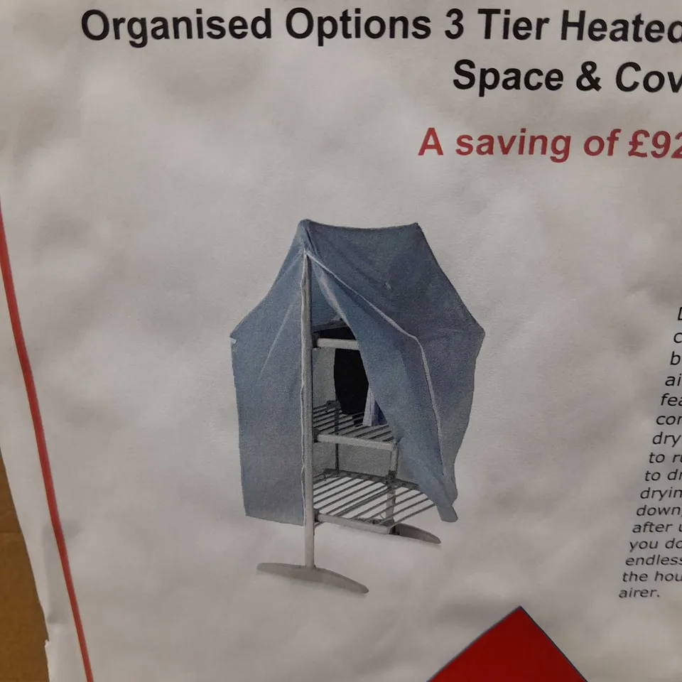 BOXED OUTLET ORGANISED OPTIONS 3 TIER HEATED AIRER WITH 21M DRYING SPACE - COLLECTION ONLY
