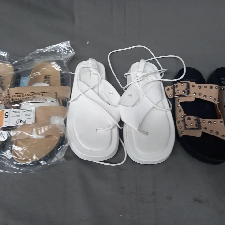 BOX OF APPROXIMATELY 15 ASSORTED PAIRS OF SHOES AND FOOTWEAR ITEMS IN VARIOUS COLOURS, STYLES, AND SIZES - COLLECTION ONLY