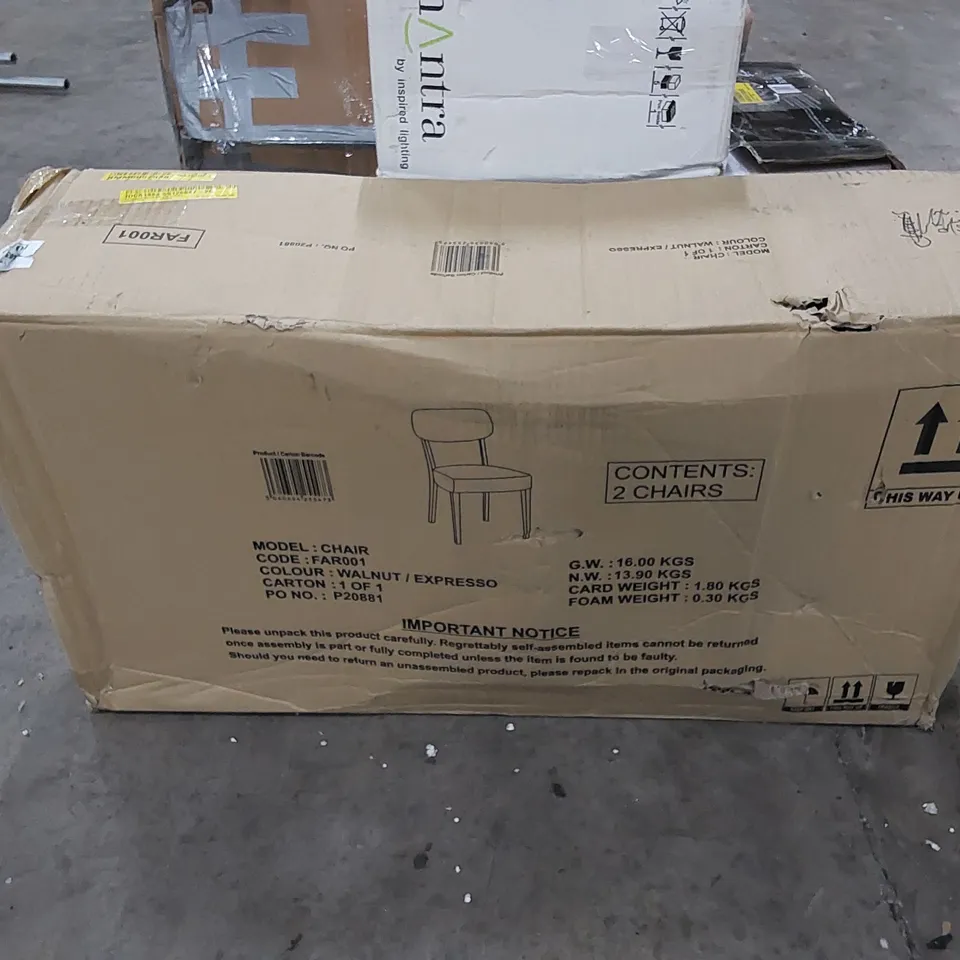 BOXED SET OF 2 DINING CHAIRS - WALNUT/EXPRESSO (1 BOX)