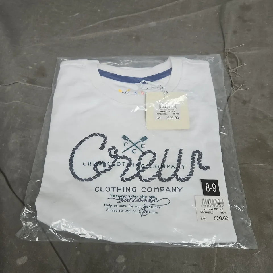 CREW CLOTHING COMPANY SS GRAPHIC TEE – WHITE – KIDS’ 8-9