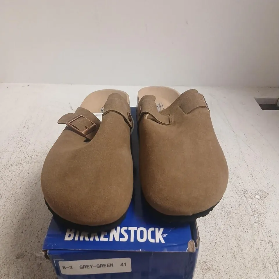 BIRKENSTOCK SUEDE SANDALS – GREY-GREEN, UK 7 (EU 41)