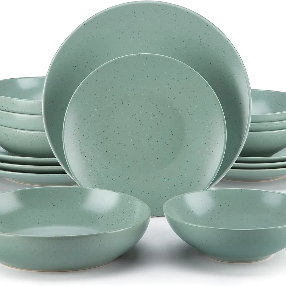 BOXED 24-PIECE SESAME GLAZE STONEWARE DINNERWARE SET, SERVICE FOR 6