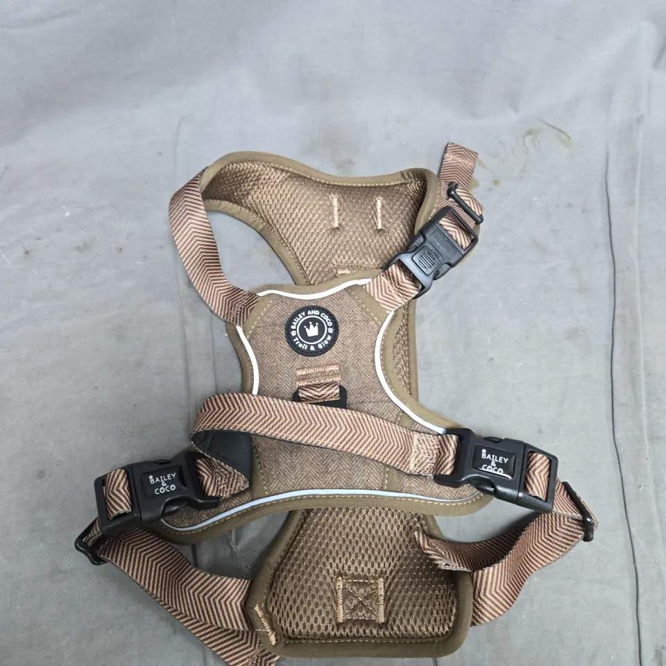 BAILEY & COCO DOG HARNESS – OLIVE/BROWN, ADJUSTABLE WITH PADDED MESH SIZE L