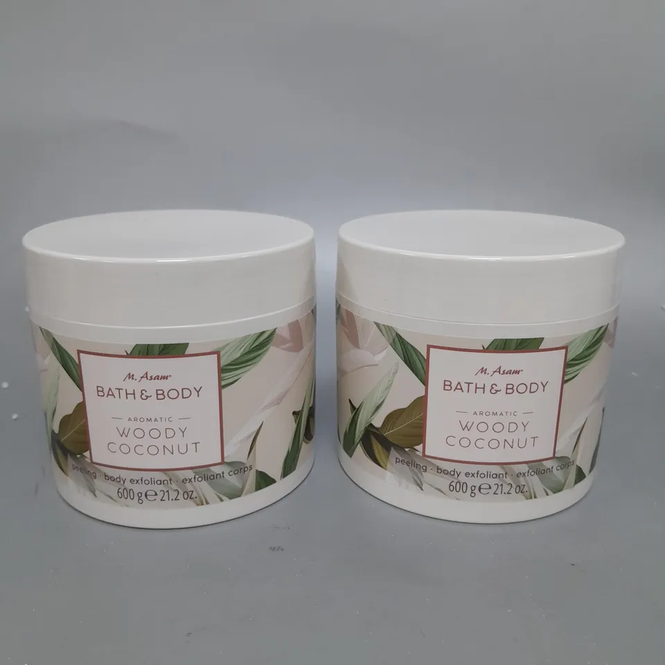 SET OF 2 M.ASAM BATH AND BODY WOODY COCONUT BODY EXFOLIANT - 21.2OZ
