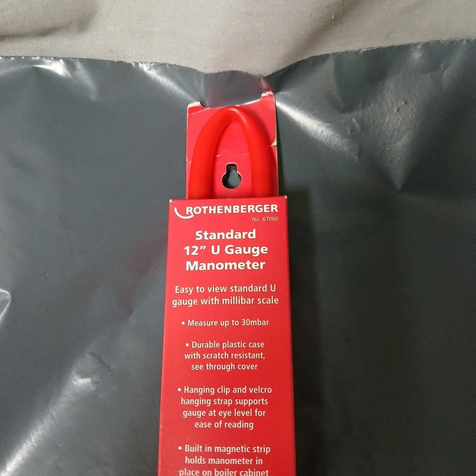 ROTHENBERGER STANDARD 12" U GAUGE MANOMETER – BOXED