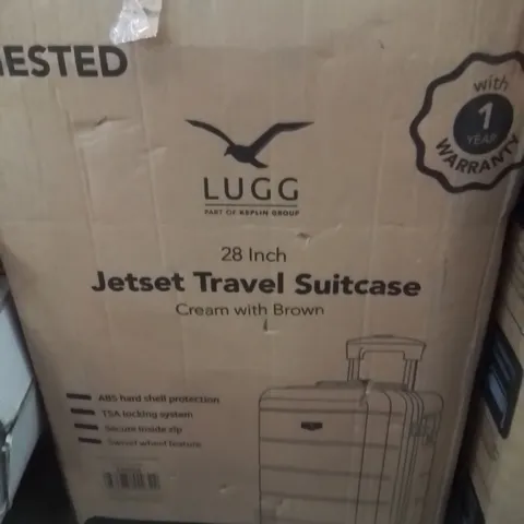 BOXED LUGG 28INCH JETSET TRAVEL SUITCASE CREAM WITH BROWN