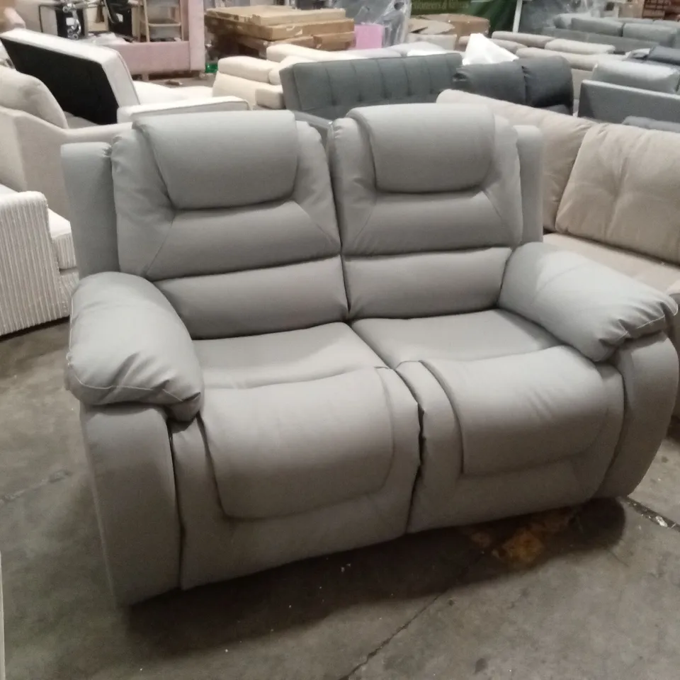 VANCOUVER 2 SEATER RECLINER SOFA, LIGHT GREY PREMIUM FAUX LEATHER