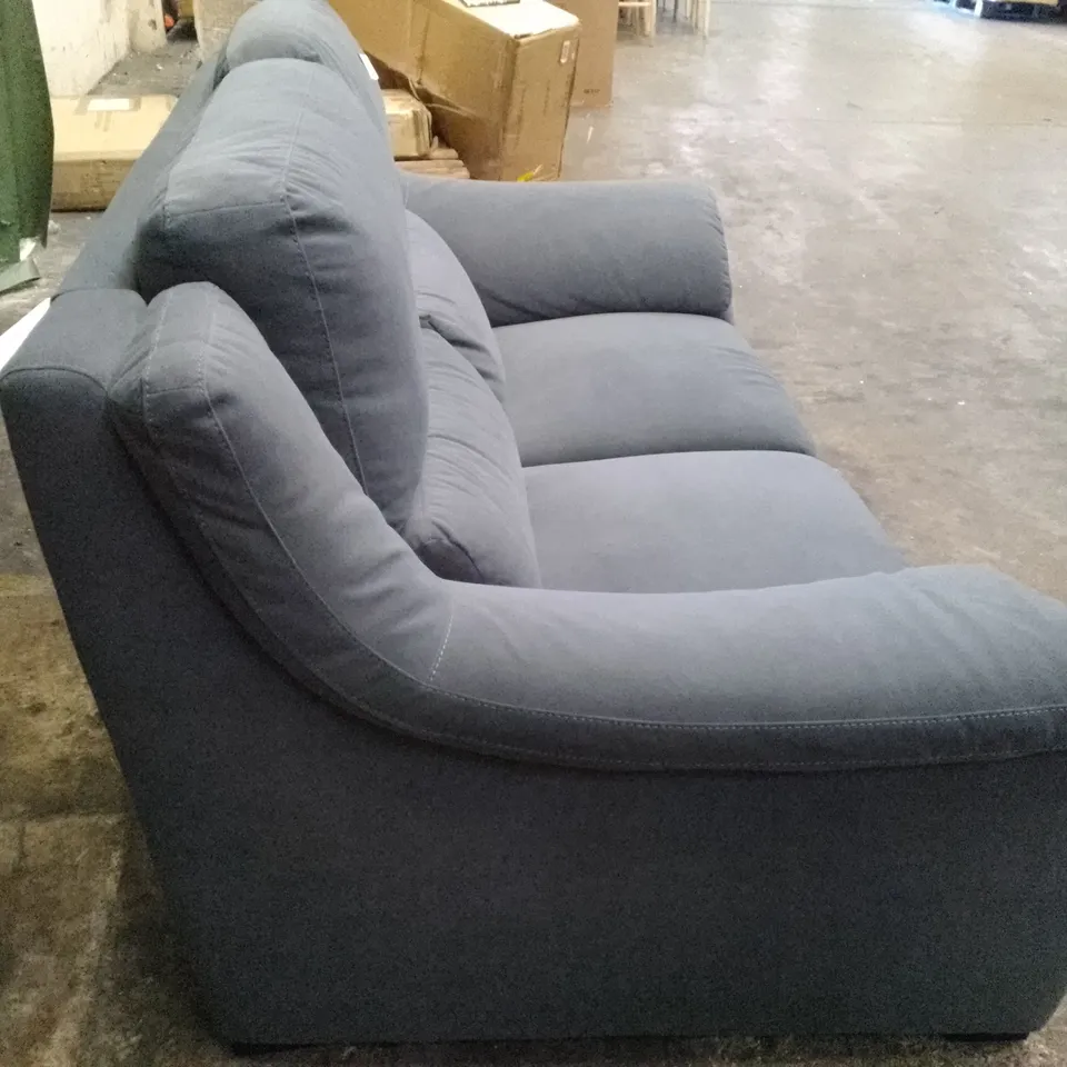 QUALITY ITALIAN DESIGNER DEGANO 2 SEATER - GREY/BLUE NAVY FABRIC
